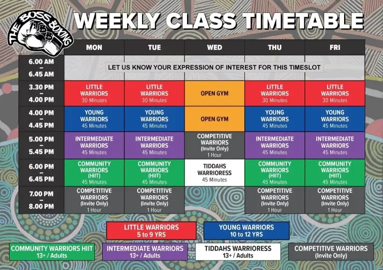 boxing class timetable